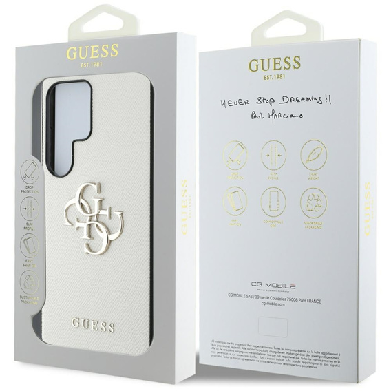 GUESS Case for Samsung Galaxy S25 Ultra, 4G Big Metal Logo, beige