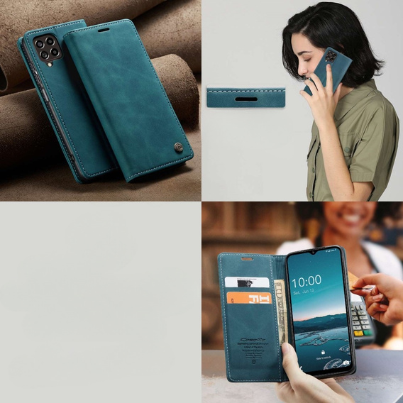 CASEME case for Samsung Galaxy M33 5G, Leather Wallet Case, blue