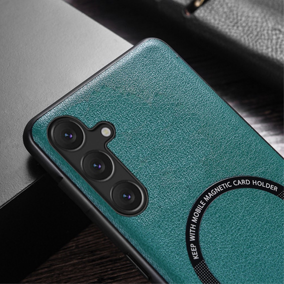 Case for Samsung Galaxy A34 5G, Leather Hybrid MagSafe, green