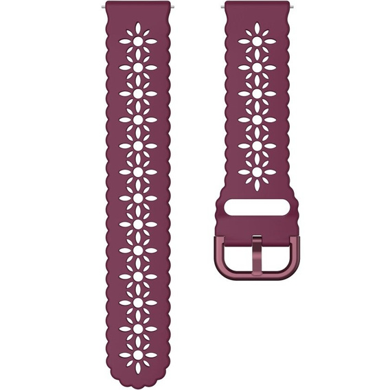 Silicone strap for 22mm Soft Hollowed-out, Wine Red