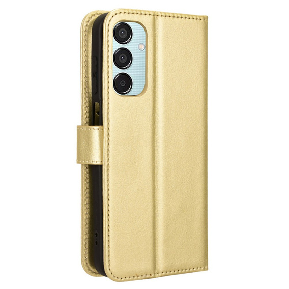 Flip case for Samsung Galaxy M15 5G, Crazy Horse Wallet, gold