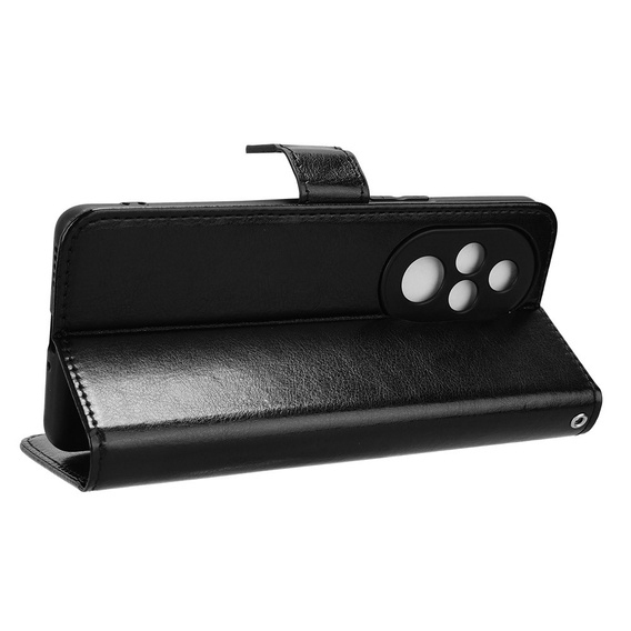 Flip case for Honor 200 Pro 5G, Crazy Horse Wallet, black