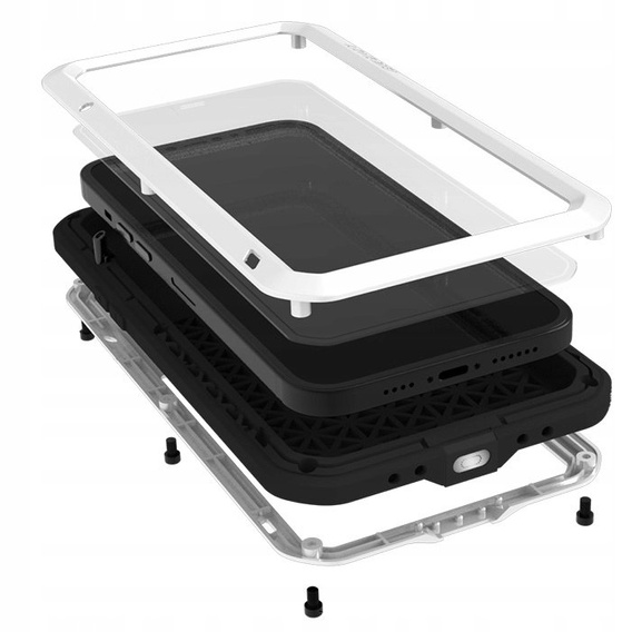 Love Mei Case for iPhone 13 Mini, armored with glass, silver