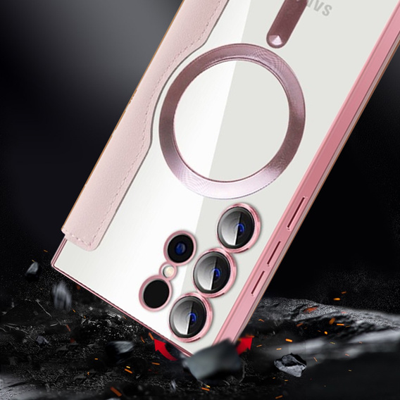 Flip case for Samsung Galaxy S24 Ultra, RFID Wallet MagSafe CamShield, pink