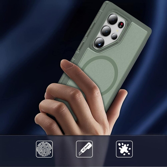 Case with frame for Samsung Galaxy S24 Ultra, for MagSafe, green
