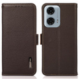 KHAZNEH RFID case for Motorola Moto G04 / G24 / G24 Power, Litchi Texture, brown