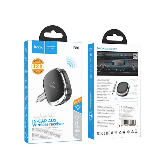 Hoco E80 Bluetooth AUX adapter with display