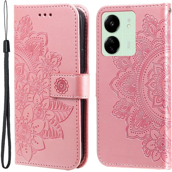Flip case for Xiaomi Redmi 13C / Poco C65, Mandala Flower, pink