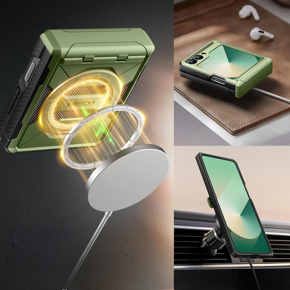 Tongate MECH case with MagSafe for Samsung Galaxy Z Flip7 FE / Z Flip6, green