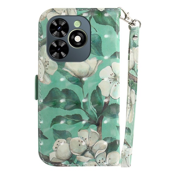 Flip case for Infinix Hot 40i, Wallet, Flowers white