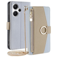 Flip case for Xiaomi Redmi Note 13 Pro+, Wallet Zipper Pocket, with mirror, blue