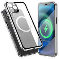 Magnetic Dual Glass MagSafe case for iPhone 12 Pro, silver