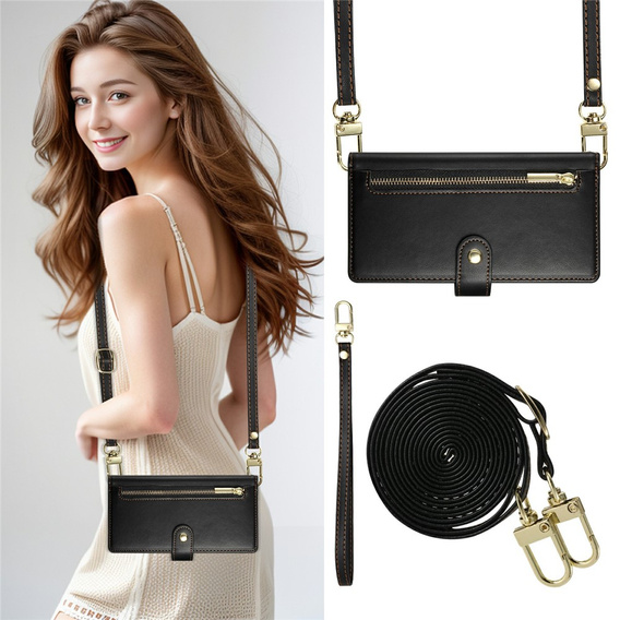 Flip case with zip pocket for Samsung Galaxy A57 5G, black