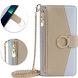 Flip case for iPhone 15, Wallet Zipper Pocket, with mirror, blue