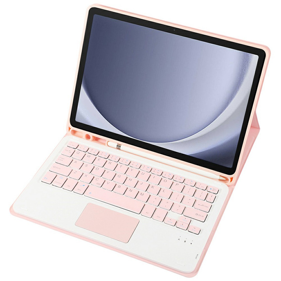Case + keyboard Samsung Galaxy Tab A9+, Leather Pen Slot TouchPad, pink