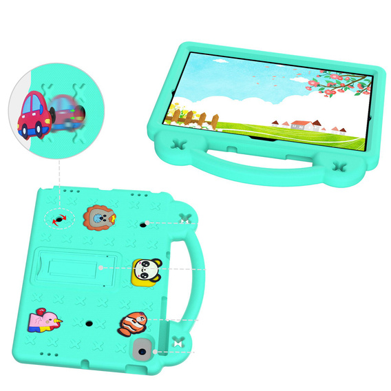 Children's case for Lenovo M10 X306 2 Gen / M10 Plus TB-X606 10.3 / Samsung Tab A 10.1 T510/515 / K10 X6C6, Cute Patterns, with stand, green
