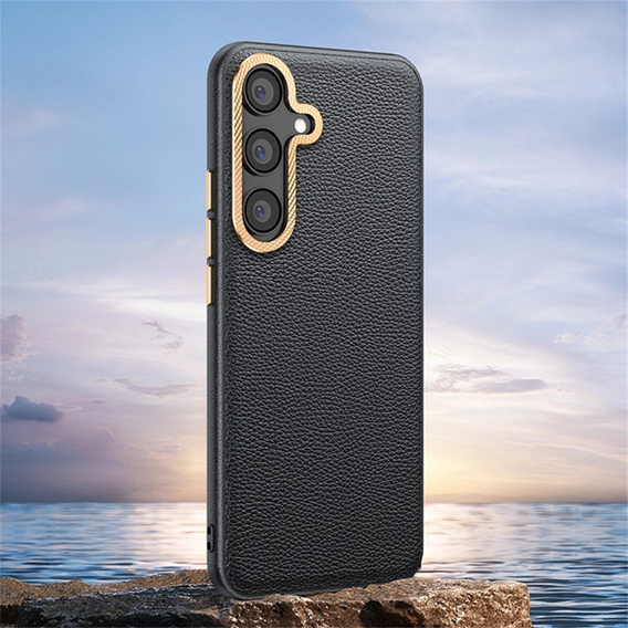 Leather case for Samsung Galaxy S25, leather hybrid, black