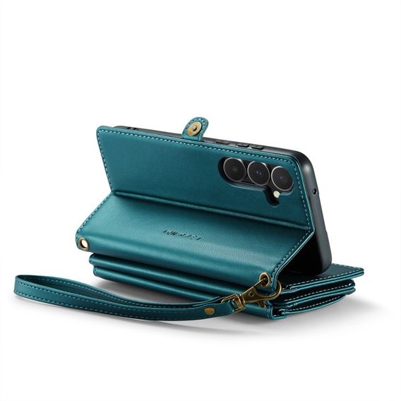 Case CASEME for Samsung Galaxy A55 5G, RFID Leather Wallet, with shoulder strap, green