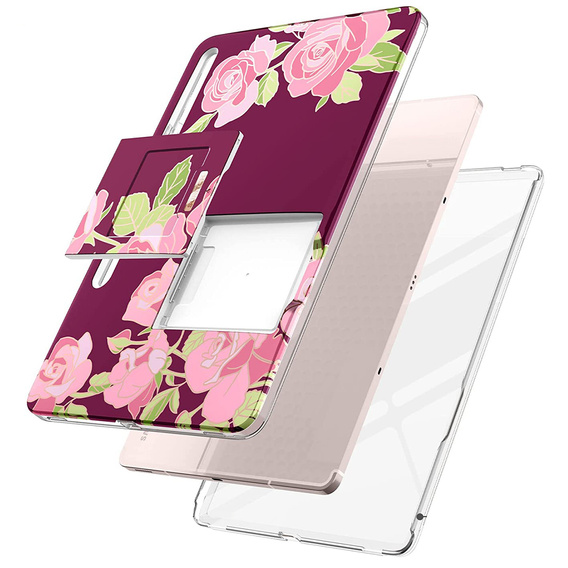 Case for Samsung Galaxy Tab S7 FE, Suritch Full Body Marble, maroon