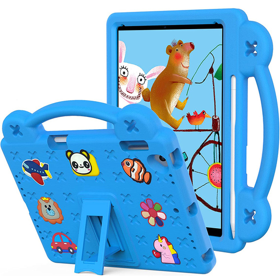 Children's case for iPad 9.7" 2018/2017 (6/5 gen.) / Pro 9.7" 2016, Cute Patterns, with stand, blue