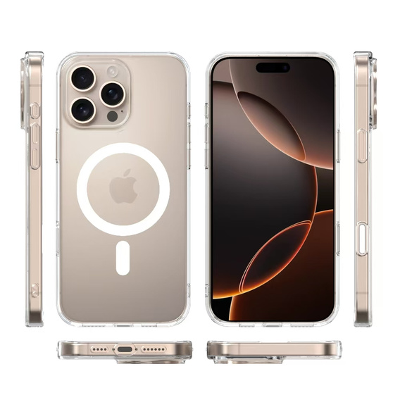 ERBORD Case with MagSafe for iPhone 16 Pro, active button, transparent + Screen Glass