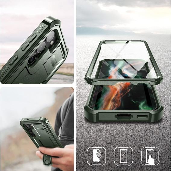 Armored case for Samsung Galaxy S23, Dexnor Full Body (Two Frames), green