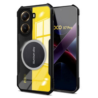 Case for Xiaomi Poco X7 Pro 5G, with magnetic sheet, transparent / black