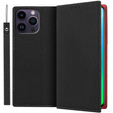 Flip case for iPhone 14 Pro, Litchi Skin Grain, black