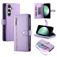 Flip case for Samsung Galaxy S24 FE, Wallet Zipper Pocket, purple