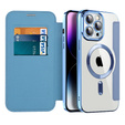 Flip case for iPhone 14 Pro Max, RFID Wallet MagSafe CamShield, blue