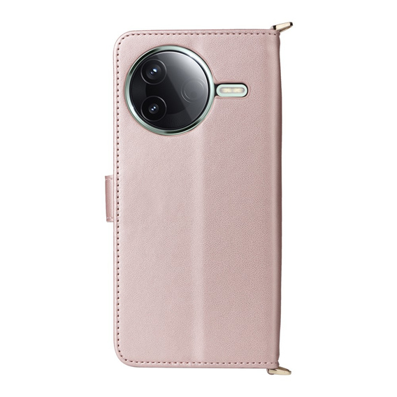 Crossbody Leather Wallet flip case for Xiaomi Poco F7 Pro / F7 Ultra, pink