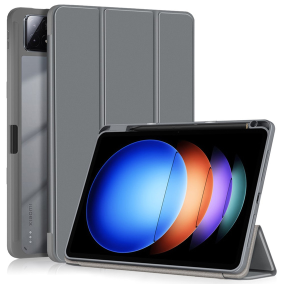 Case for Xiaomi Pad 6S Pro 12.4, Smartcase Hybrid, with stylus space, grey