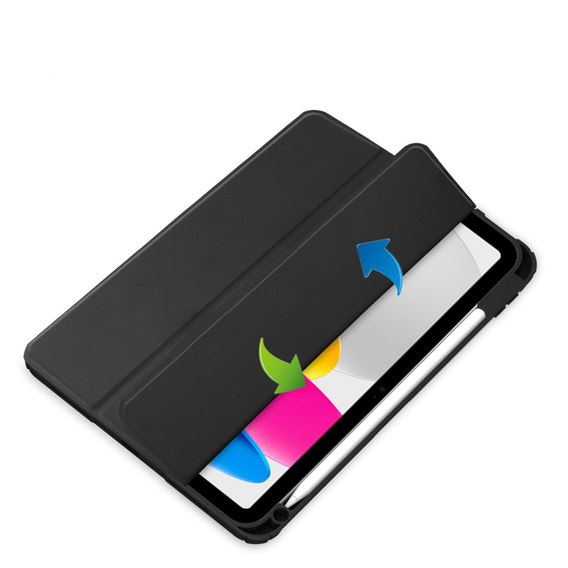 Case for iPad 10.9 2022 10 Gen, Smartcase Hybrid, with stylus space, black