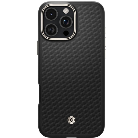 Spigen Case for iPhone 16 Pro Max, Enzo Aramid MagSafe, carbon black + 9H Tempered Glass