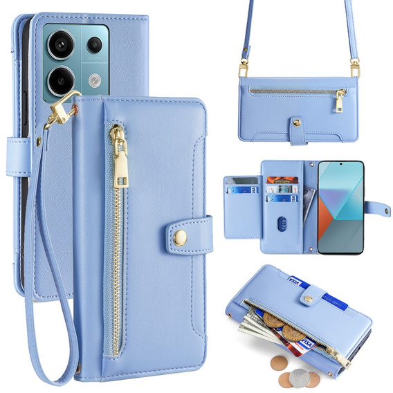 Flip case for Xiaomi Redmi Note 13 Pro 5G, Wallet Zipper Pocket, blue