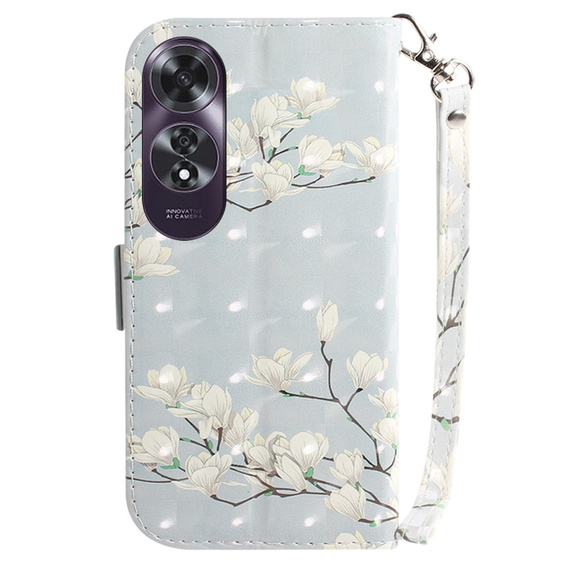 Flip case for Oppo A60, Wallet, Magnolia Flowers grey
