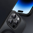 Case for iPhone 14 Pro, for MagSafe, ERBORD Matt Case, black + Screen Glass