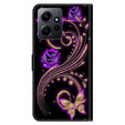 Flip case for Xiaomi Redmi Note 12 4G, Wallet, flowers & butterfly, white