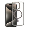 Case for iPhone 16 Pro Max, for MagSafe, ERBORD Matt Case, transparent / titanium + Screen Glass