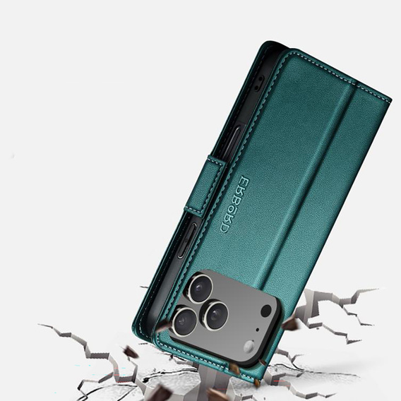 ERBORD Glossy Litchi - wallet case with flap for iPhone 17 Pro Max