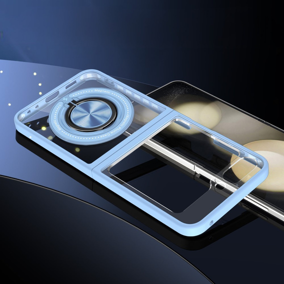 Case for Samsung Galaxy Z Flip7 FE / Z Flip6, Corners Dropproof, for MagSafe, transparent / blue