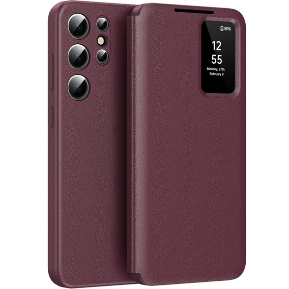 Flip case for Samsung Galaxy S25+ Plus, Smart View Wallet, maroon
