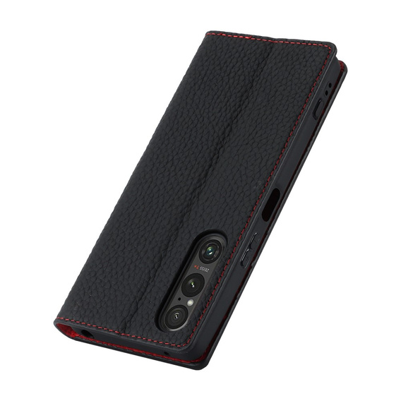 Flip case for Sony Xperia 1 V, Litchi Skin Grain, black