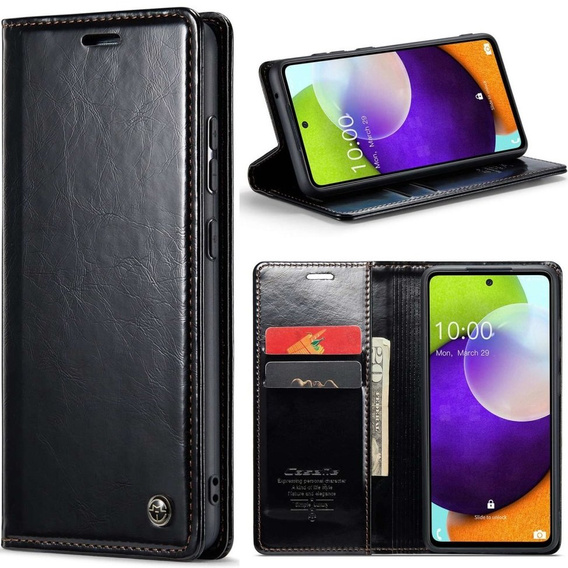 CASEME flip case for Samsung Galaxy A52/A52s, Waxy Textublack, black