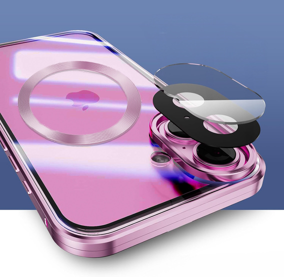 Magnetic Dual Glass MagSafe case for iPhone 16, pink rose gold