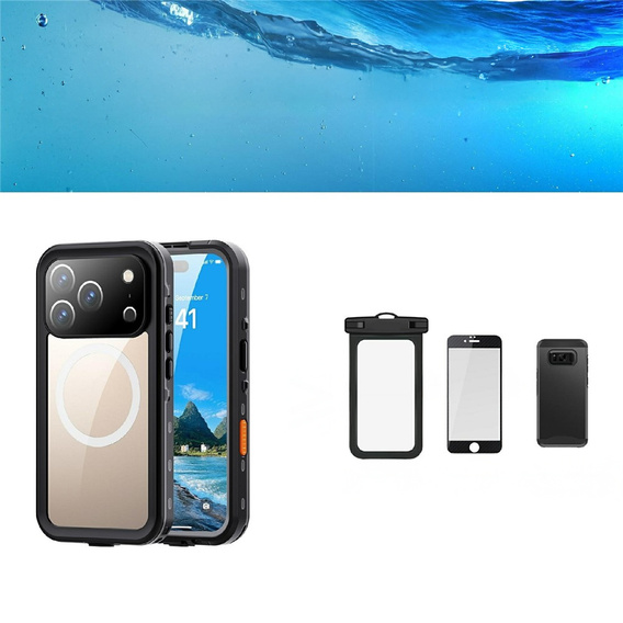Case for iPhone 17 Pro, Waterproof IP68, SHELLBOX MagSafe, black