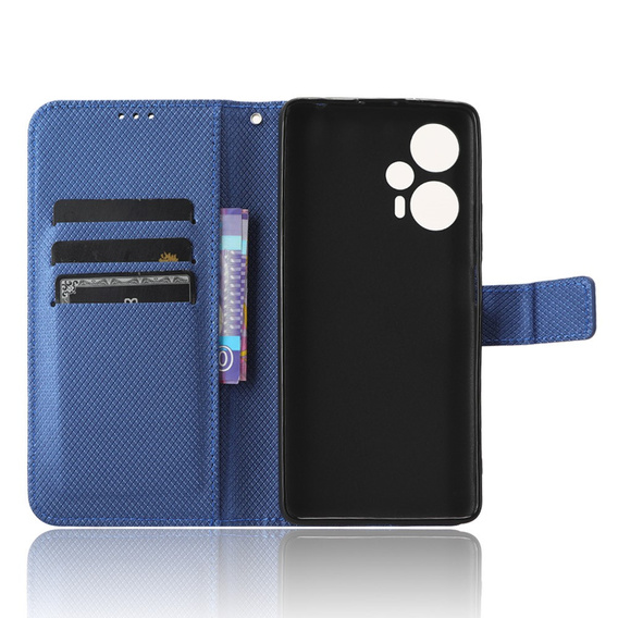 Flip case for Poco F5 5G, Wallet Smart Magnet, blue
