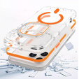 Case for iPhone 17 Pro Max, for MagSafe, with stand, transparent with orange inserts
