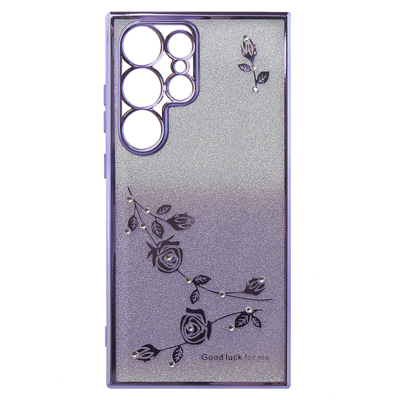 Case for Samsung Galaxy S24 Ultra, Glitter Flower, purple