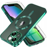 Case for iPhone 13, Electro MagSafe, green + Screen Glass